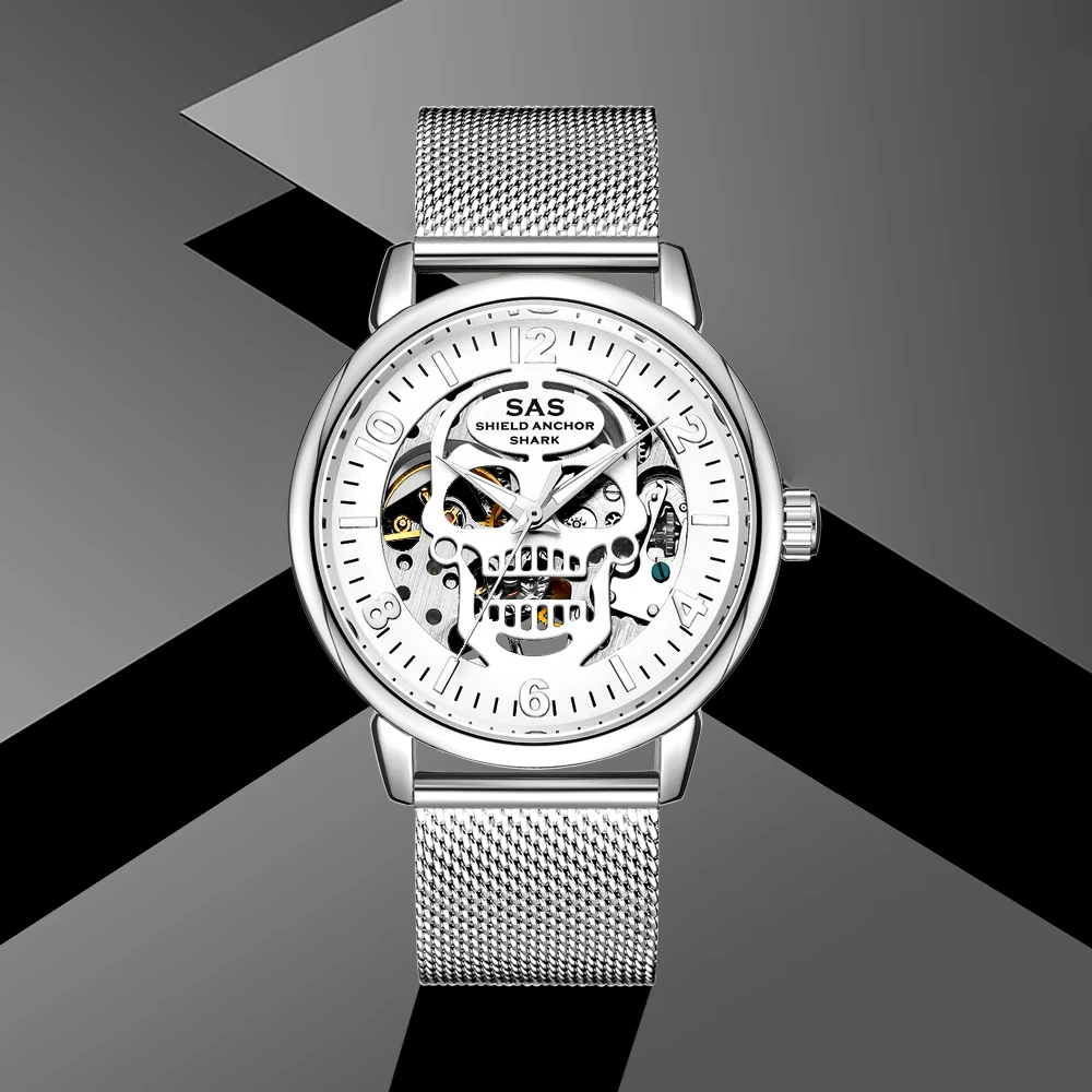 

2018 SAS Shield Anchor Shark Top Brand Men Mechanical Watch Automatic Fashion luxury Clock Male Reloj Hombre Relogio Masculino