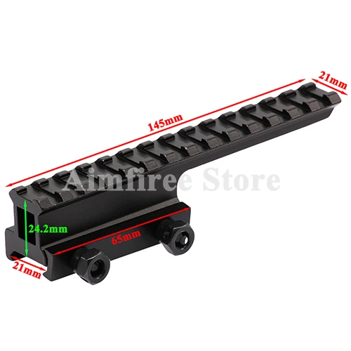 Расширенный плоский Топ Picatinny Железнодорожный стояк Высокая Riser Сфера крепление база мм 145 мм длинные 20 мм Вивер Rai Бесплатная Shippingl