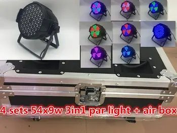 

Flight Case+4pcs / 54x9W 3 in 1 RGBW LED Par Light DMX512 led Par Light Stage Light for Party Bar KTV Disco DJ Lantern