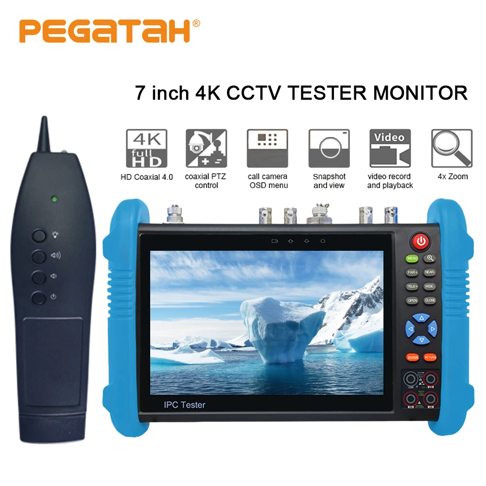 

7 inch H.265 4K IP tester SDI IP TVI CVI AHD CCTV Camera tester with TDR Optical power HDMI Security camera tester and tracer