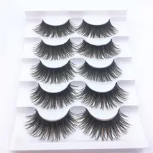 5 Pairs Handmade Mink 3D Thick False Eyelashes Women Stage Party Eye Lashes Extension Makeup Tools Accessories Black & Brown