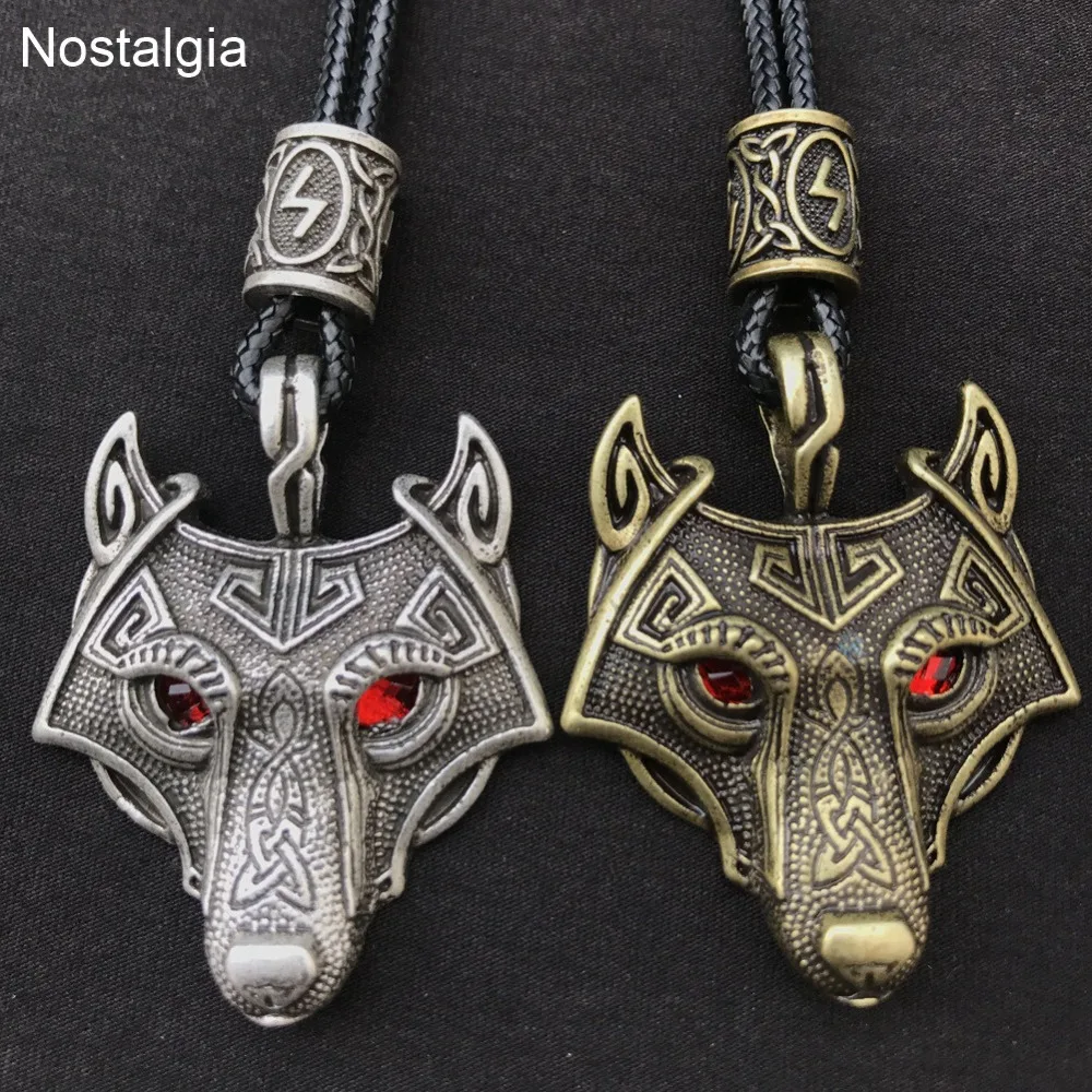 

Nostalgia Viking Jewelry Teen Wolf Amulet Wicca Pagan Animal Pendant Talisman Nordic Rune Bead Gothic Necklace Men