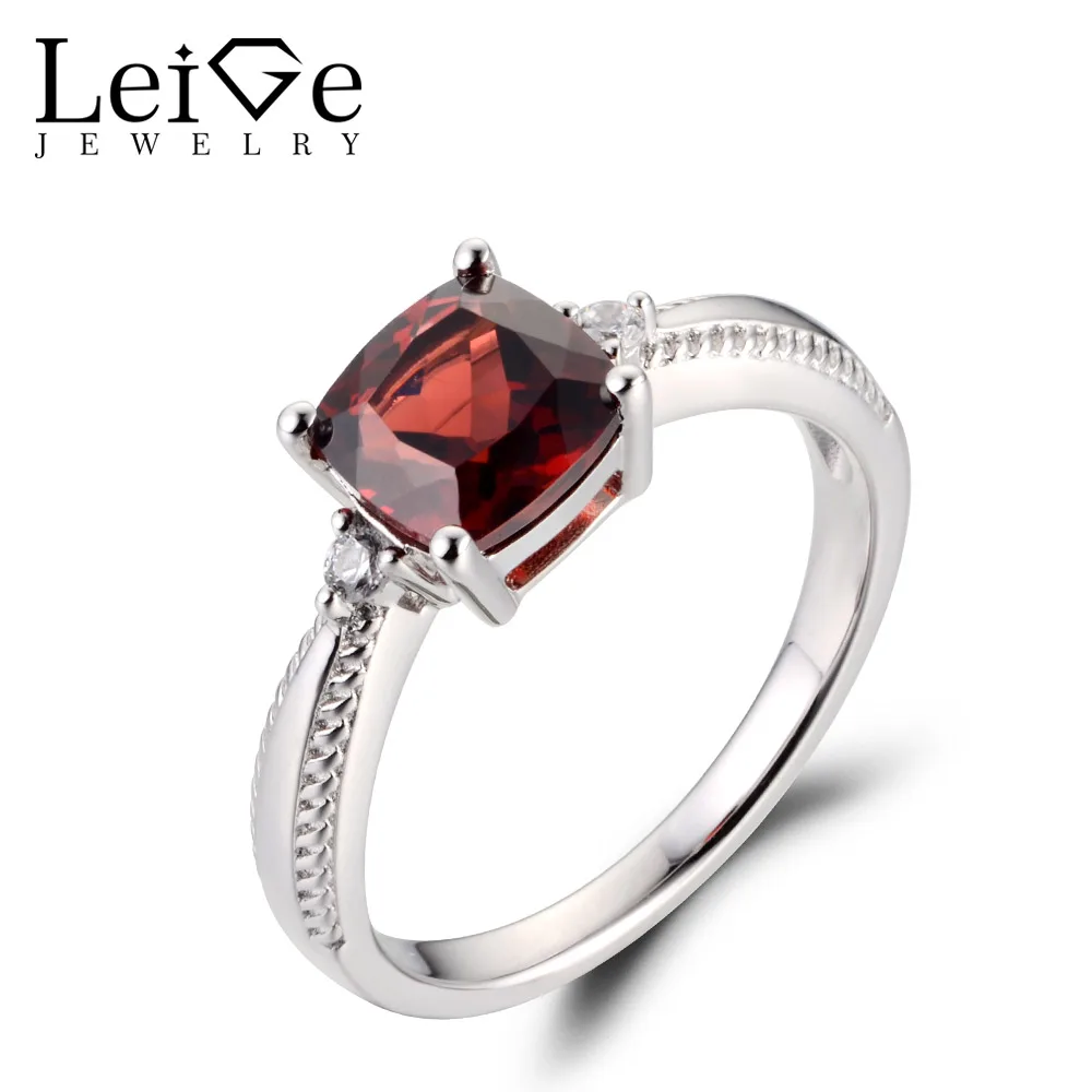 Украшения leige натуральный гранат красный цветной драгоценный камень зубец Установка Подушка Классические кольца для женщин января камень ... Украшения leige натуральный гранат красный цветной драгоценный камень зубец Установка Подушка Классические кольца для женщин января камень ...