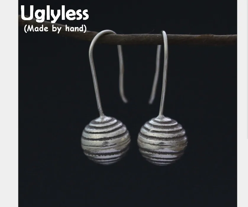 Uglyless Настоящее S 925 пробы Тайский серебряные шары Длинные висячие серьги Винтаж Этническая Для женщин ручной работы Fine Jewelry Простые Модные