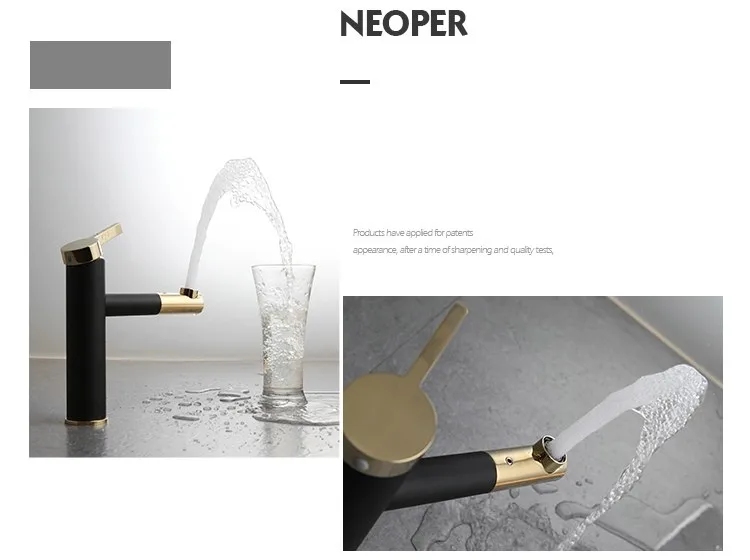 BECOLA дизайн, латунный 360 Вращающийся кран, черный+ позолоченный кран с ручкой для ванной комнаты, модный смеситель для умывальника, F-0069