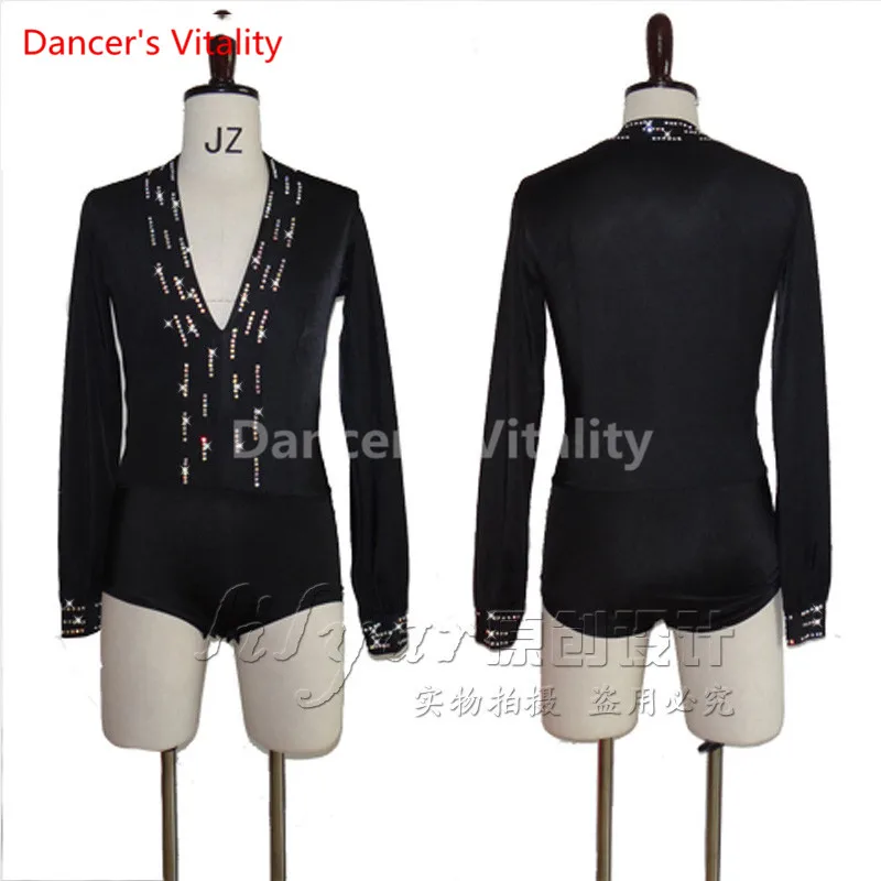 2017Male Latin v collar Dancing Tops Dancing Tops Showing Wear Adult Original Clothes Man Long sleeves Latin Dance Tops male tango outfit