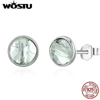 

WOSTU New Fashion 925 Sterling Silver March Droplet White Stud Earrings for Women S925 Silver Fine Jewelry Gift