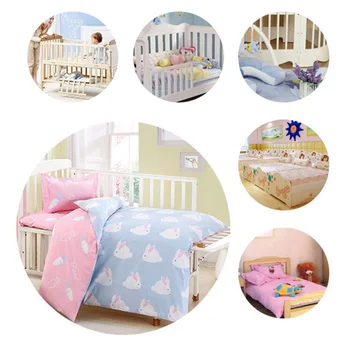 3Pcs Cotton Crib Bed Linen Kit For Boy Girl Cartoon Baby Bedding Set Pillowcase + Bed Sheet + Duvet Cover (Without Filler)