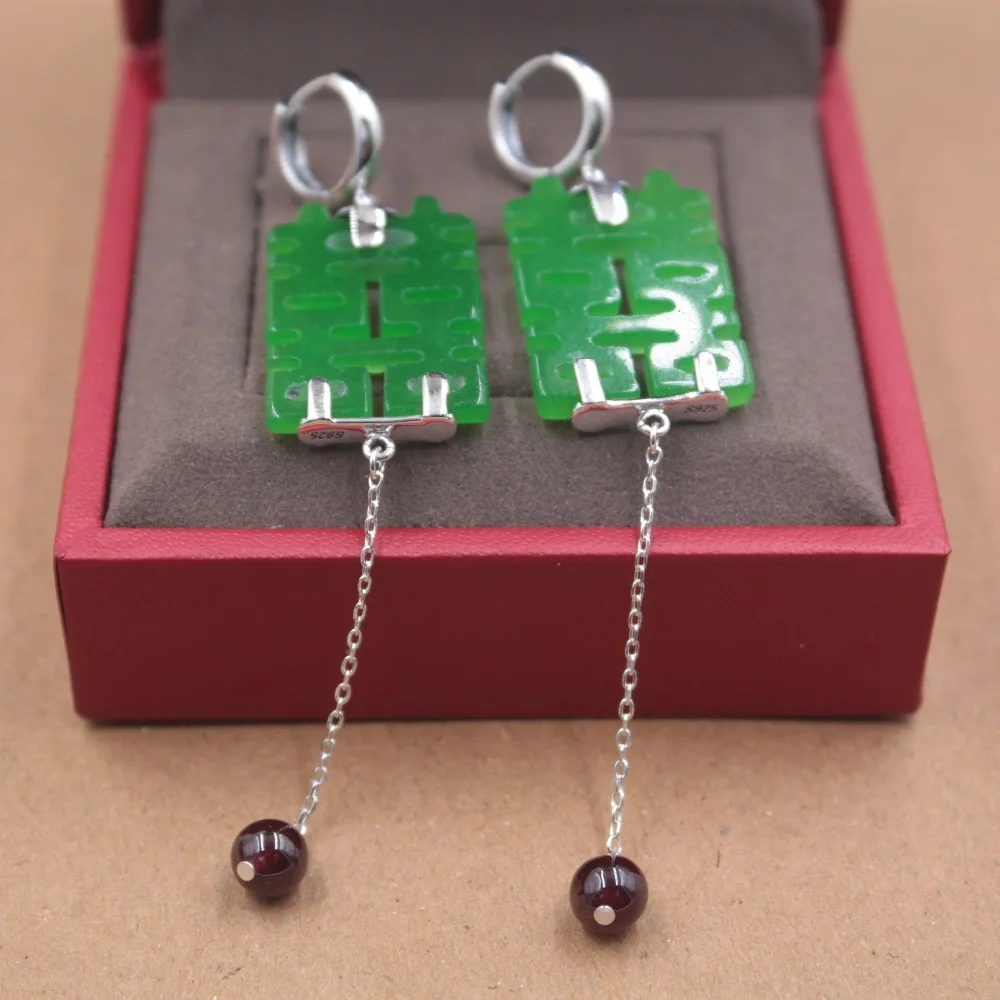 

Pure S925 Silver Dangle Earrings Lapis Lazuli Diamond Women's Earrings Drop 21mmL Fashion New