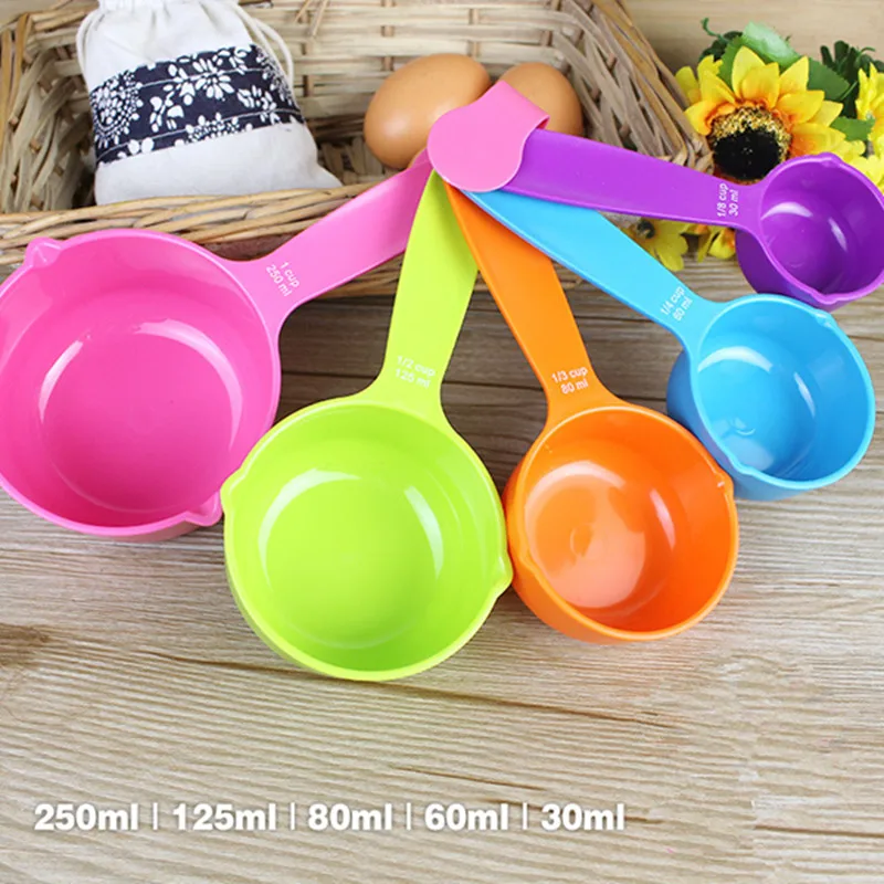 

5pcs/set Measuring Spoons Colorful Size S/L Plastic Measure Spoon Set Kitchen Baking Measuring Tools DROP SHIPPING QB972655
