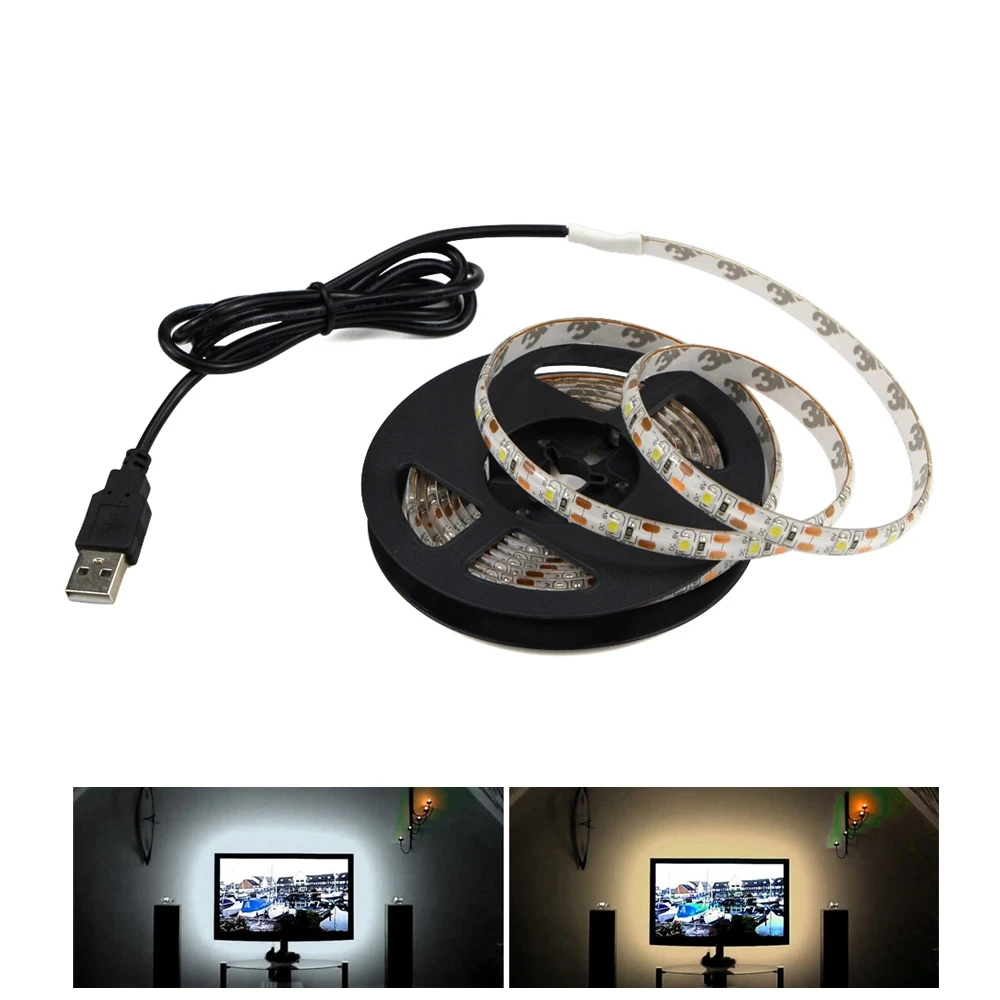 

DC 5V 2835 SMD USB LED Strip Light Flexible Tape 1M 2M 3M 4M 5M TV Background Lighting White Warm White LED Tape Decor Lights
