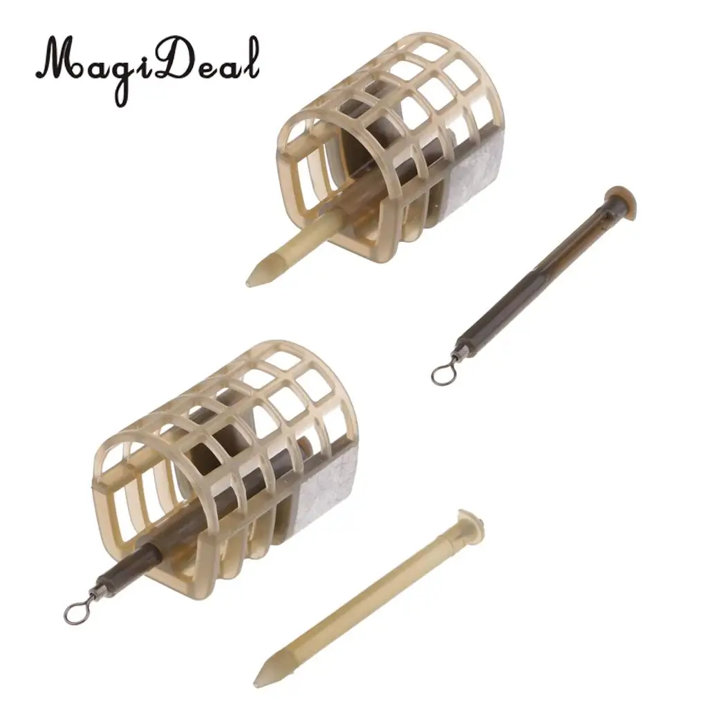 In Line Cage Feeder Coarse Fishing Feeders Bait Cage Lure Holder Basket with Lead Sinker 30g