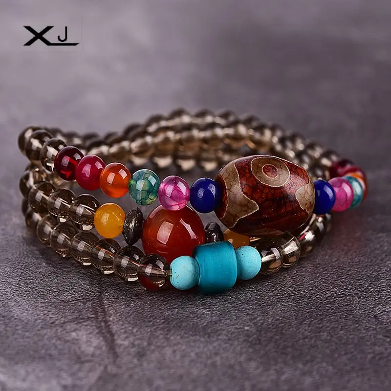 XIN Цзяо Натуральный камень браслет супер длинные вокруг три круга Jewelry Для женщин