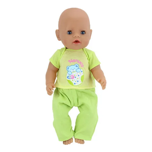 

Green Set Coat+Pants Wear for 17 inch 43cm Baby Doll Clothes, Children best Birthday Gift