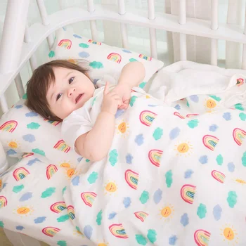 

Baby Cotton Blanket Muslin Swaddle Blanket Bath Towel Cotton Blanket Infant Wrap Autumn Winter Baby Stroller Cover 120*120cm
