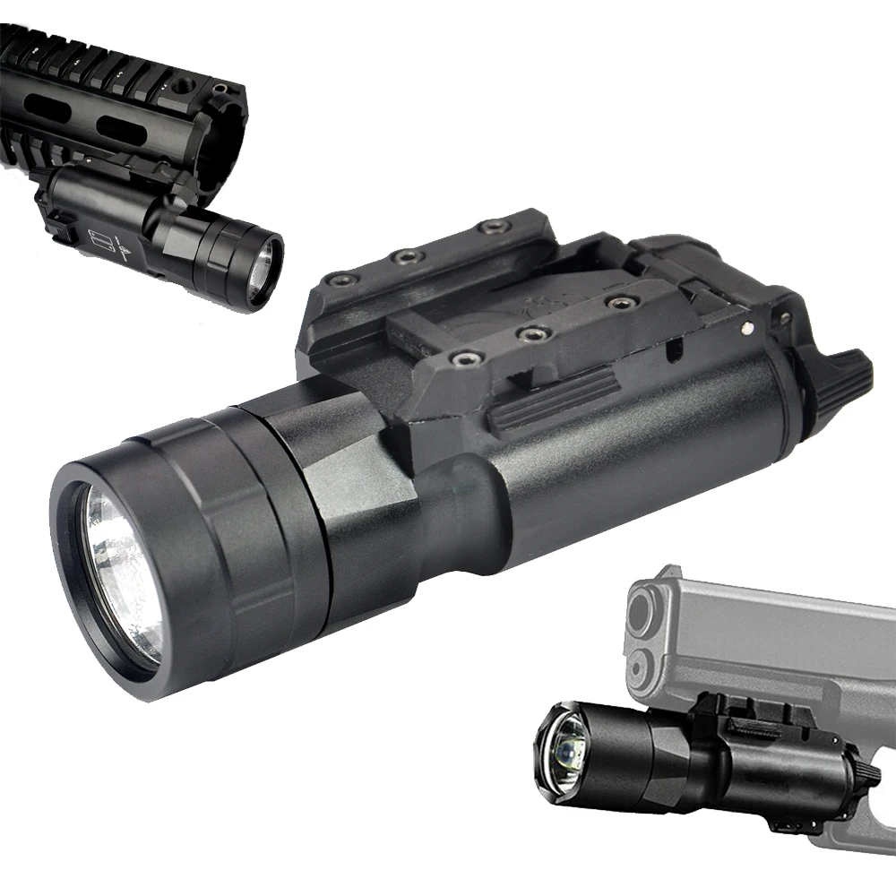 

High-strength Aluminum CREE LED 500 Lumen Hunting Tactical Flashlight With Picatinny Rails For Rifle Handgun Matt Black.