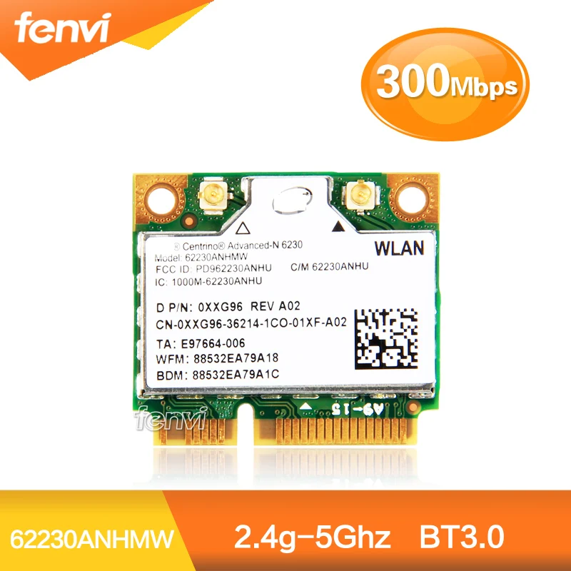 300 Мбит Dual band Половина Mini PCI E WI FI Bluetooth 4 0 Беспроводной 802.11N для Intel 62230 622anhmw Advanced N 6230