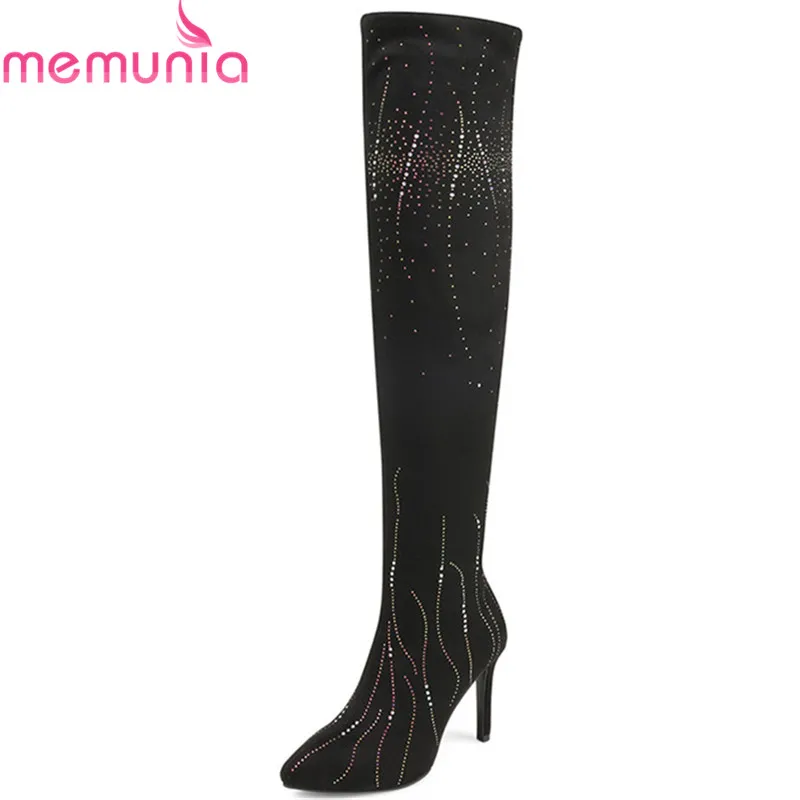 Bottes Aiguilles Genou Memunia Cuisse Sexy Sur Noir 2018 blackish Green Talons Top Haute Automne Stretch Chaussettes Hiver Qualité Chaussures Le Femmes 6bfgYy7v