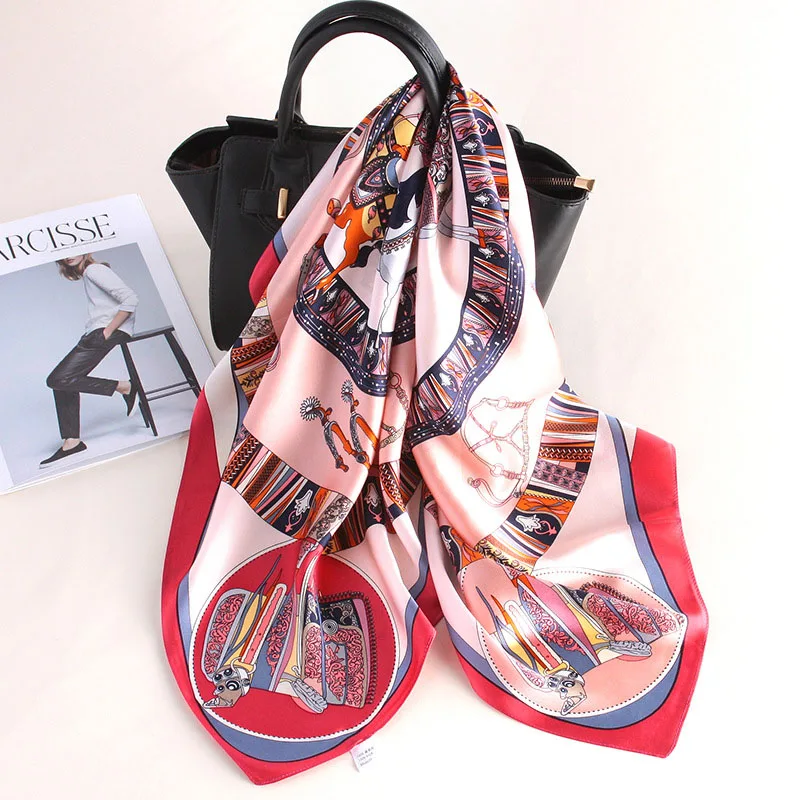 КИТАЙСКИЙ шарфы из чистого шелка квадратные Echarpes Foulard бандана шарф и обертывания Роскошные брендовая Шаль женские накидки Hijabs Шелковый шарф - Цвет: Розовый