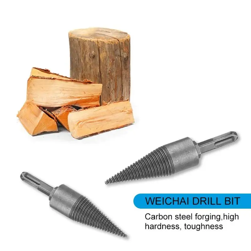32mm Firewood Drill Bit Wood Cone Reamer Punch Driver Split Drilling Tool