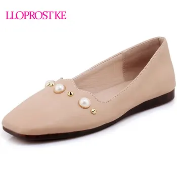 

LLOPROST KE Women Flats Spring Newest Square Toe Flat Women's Shoes Slip On Casual Shoes Sweety Fashion Shooes Size 30-44 MY127