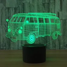 Крутой автобус Bluetooth динамик мультфильм автомобиль Led 3D ночные светильники красочная музыка 3D лампа Usb Внутренние огни для Ребенка Рождественский подарок