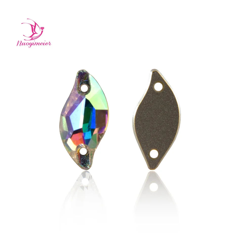 

Crystal Bling 5A Glass Rhinestone Sewing Stone Leaf Crystal AB Flatback Strass Sew On Rhinestones For Clothes