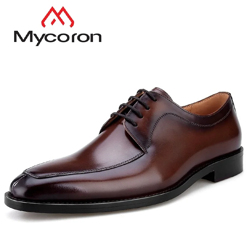 

Mycoron Handmade Personal Customization 100% Genuine Leather Formal Shoes Men'S Square Toe Business Suit Wedding Derby Shoes