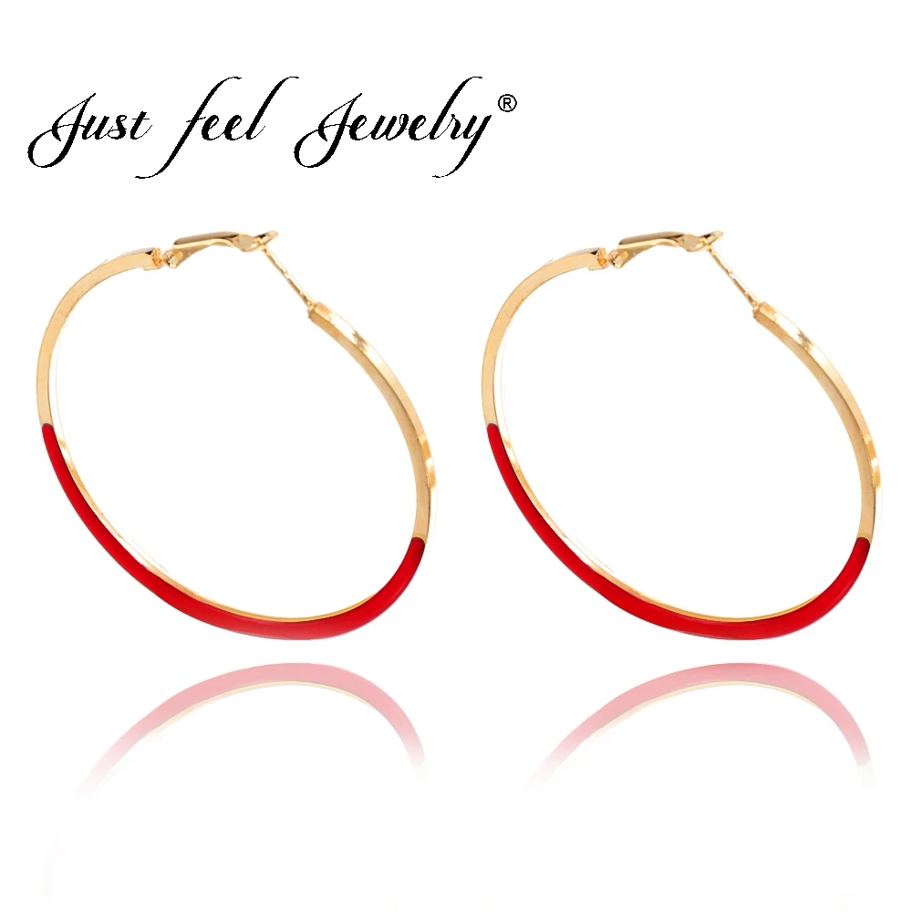 Серьги-кольца JUST FEEL 6 цветов экстравагантные круглые плоские большие XL золотые