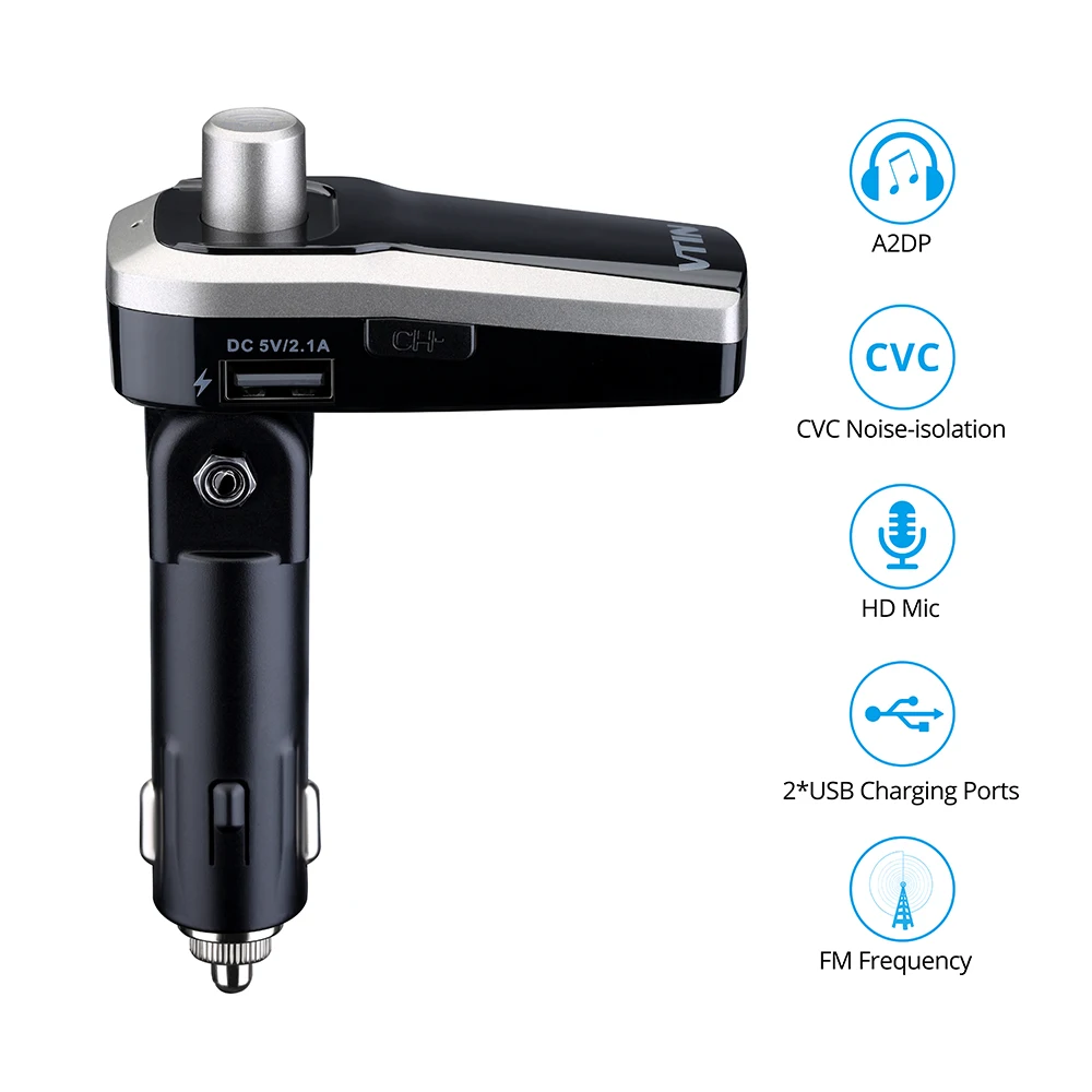 VicTsing Bluetooth FM Transmitter Car Kit Wireless Radio Car MP3 Player Bluetooth FM Transmitter Modulator Cheap Price           (4)