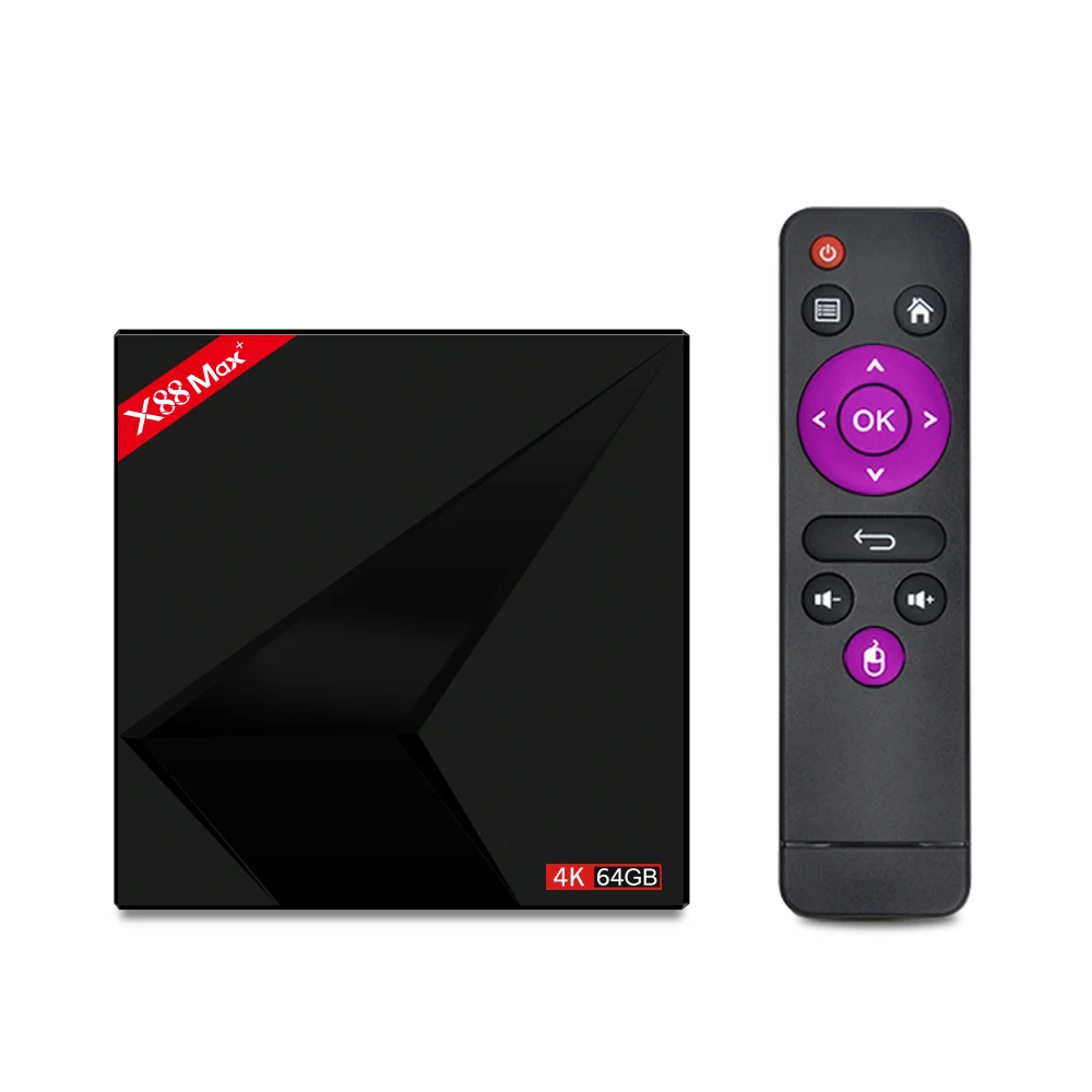 

4K Android 8.1 TV Box X88 MAX Plus RK3328 Dual frequency 2.4G 5G wifi Bluetooth set top box Wearing a voice remote control