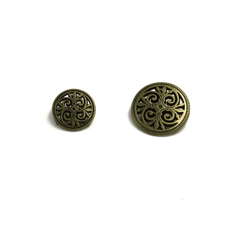 20pcs 17mm&20mm&23mm Silver Tone Hollow Pattern Shank Sewing Metal Buttons DIY Sew On Jeans Cloth Buttons Round Scrapbook button 2