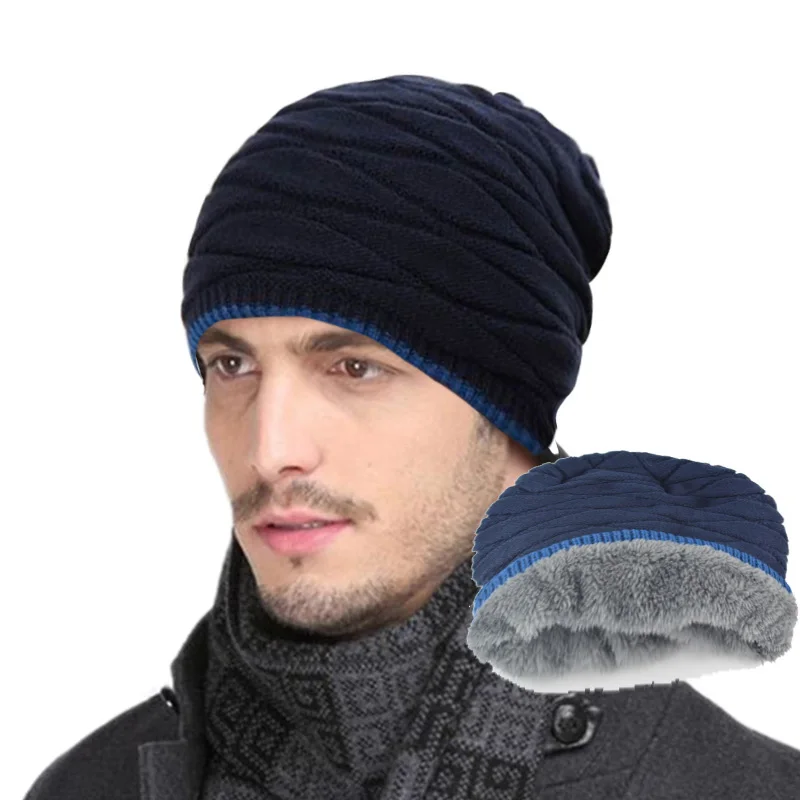 2016 Arrival Beanies Knitted Hat Men's Winter Hats For Women Men Caps Gorros Warm Moto Fur Winter Beanie Fleece Knit Bonnet  Hat