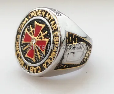 

high quality stainless steel knights templar ring with free shipping