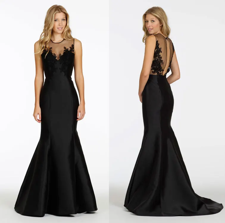 

Black Floor Length Sweetheart High Neck Satin Mermaid Bridesmaid Dress