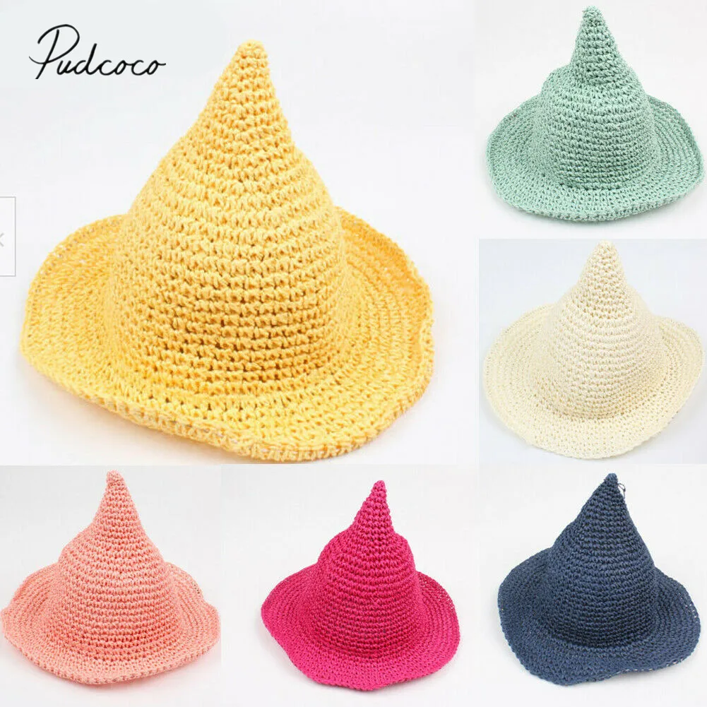 

2019 Children's Hat Fashion Baby Kids Boy Girl Straw Hat Breathable Hat Summer Beach Straw Sun Hat Solid Candy Color Point Cap