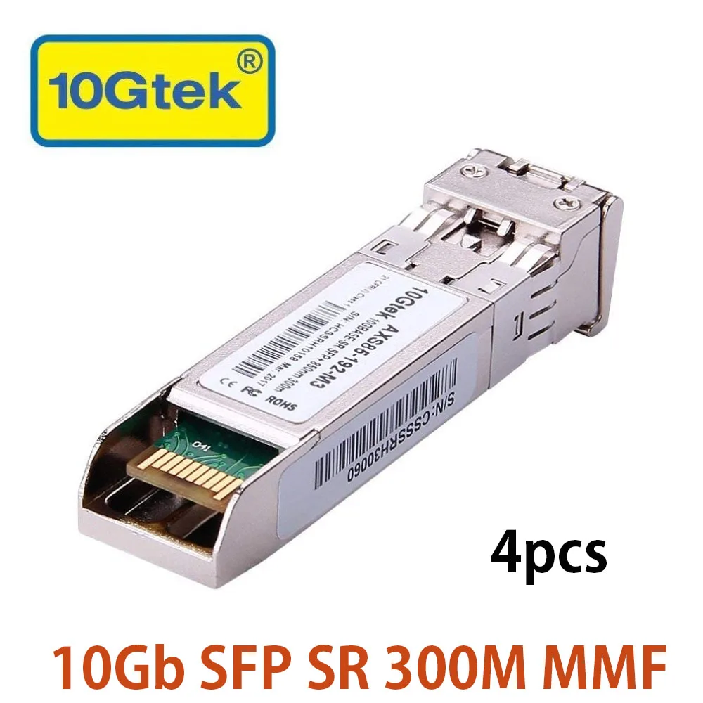 

4Pcs 10Gb 300M SFP SR for SFP-10G-SR 10GBASE-SR Fiber Optic SFP+ Transceiver Module, MMF, 850nm for Ubiquiti Mikrotik etc.