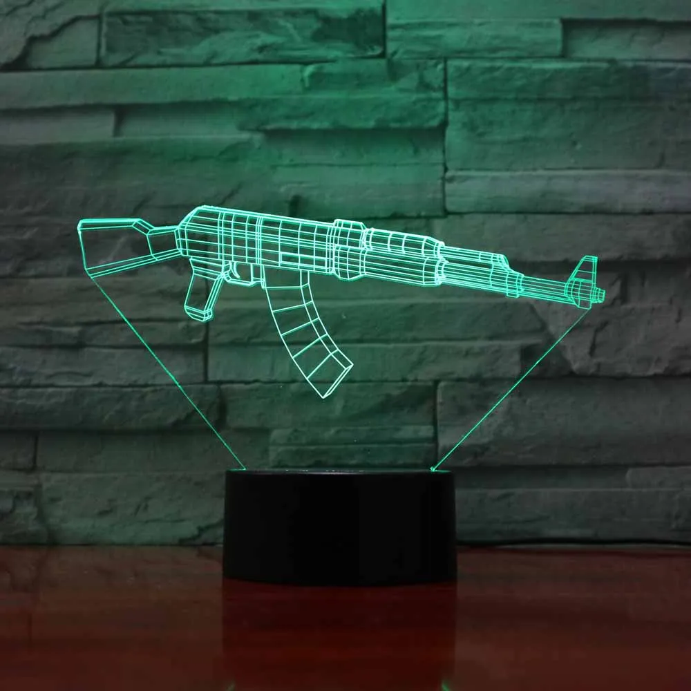 

3D Led 7 Colors Changing Touch Button Usb Toy Machine Gun Molding Night Light Desk Lamp Living Room Decor Lighting Fixture Gifts