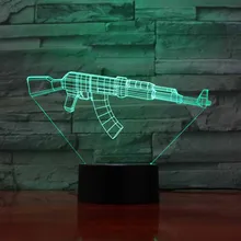 3D Led 7 Colors Changing Touch Button Usb Toy Machine Gun Molding Night Light Desk Lamp Living Room Decor Lighting Fixture Gifts