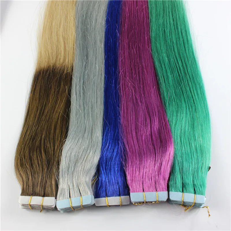 16 18 20 22 24 inch PU Weft Brazilian Human Remy Hair PU Tape In Hair