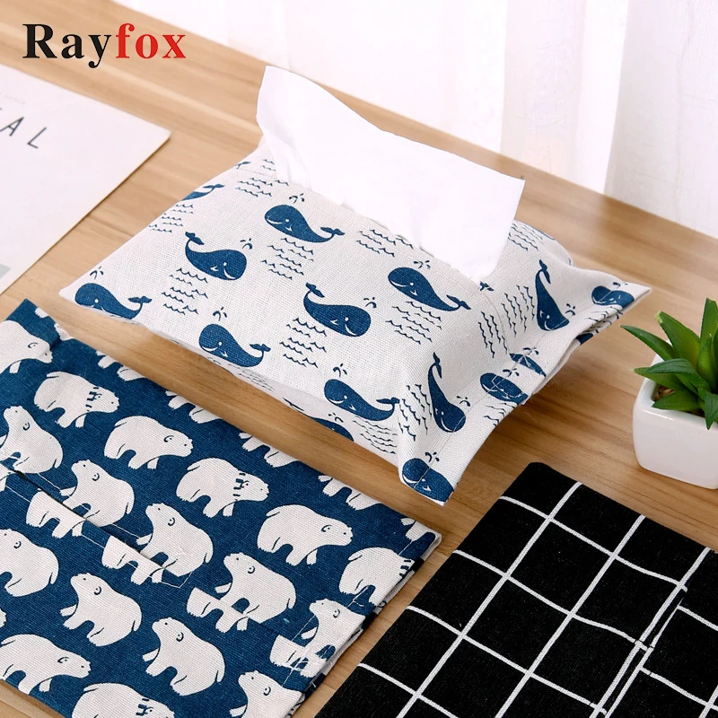 

Storage Box Linen Tissue Box Household Paper Towel Storage Cute Printing Cloth Tissue Holder Container Paper Storage Organizer