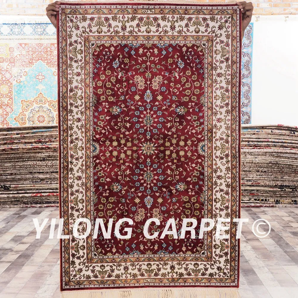 Buy YILONG 2.5'x4' Persian silk carpet red exquisite