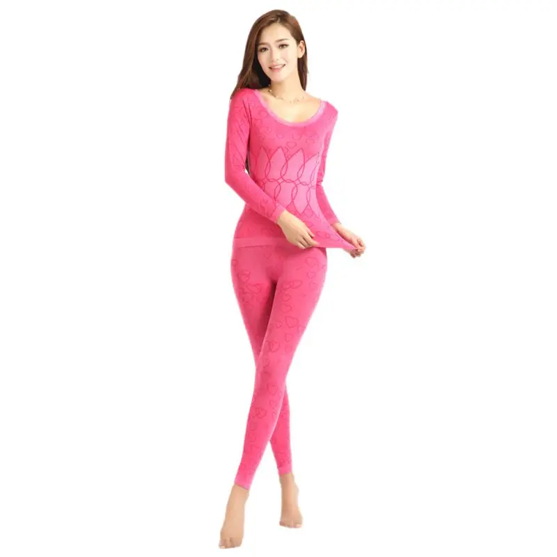 Winter Women Thermal Underwear Sets Women Ladies Seamless Underwear Winter Base Layers Thermal Warm Sleepwear Set