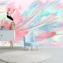 Beibehang Индивидуальные Современные гостиной диван фон стены 3d обои ручная роспись Фламинго перо обои папье peint