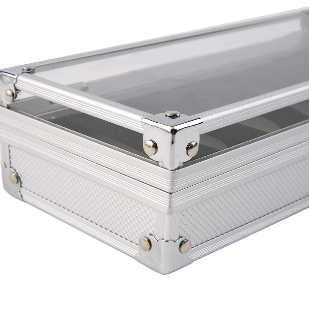 6 Grids Insert Slots Aluminium Watch Box Jewelry Watch Holder Display Storage Box Saat Kutusu