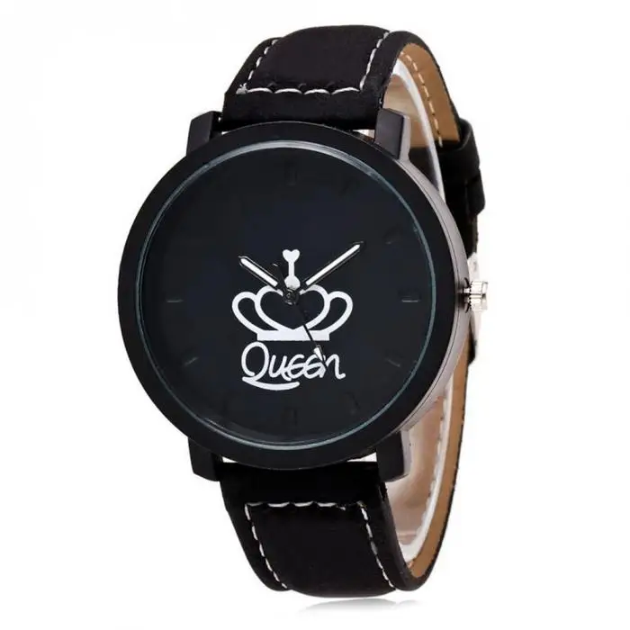 Newl King queen кожаные часы женские для влюблённых кварцевые часы мужские брендовые Роскошные наручные часы женские мужские кварцевые часы для влюбленных