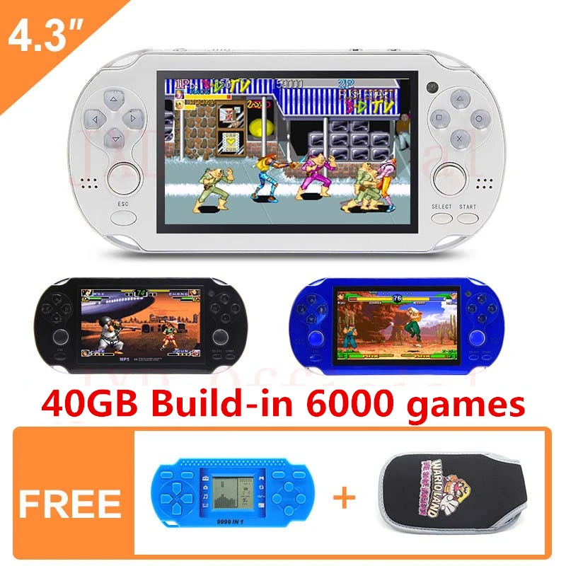CZT 40 г Ручной игровой консоли 4 3 дюймов mp4 плеер Видео 64Bit встроенный 6000 игры для