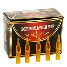 50 шт./кор. одноразовая Стерильная татуировки советы Размер страз короткий золотой акулы подачи сопла 3/5/7/9/11/14D