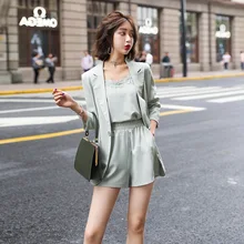 Women's suit suit jacket 2019 summer new thin strap fashion single buckle small suit popular shorts three-piece suit