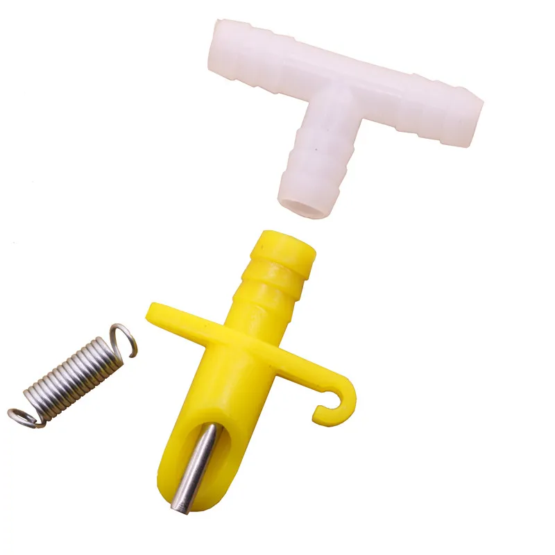 

100 Sets Rabbit Use Nipple Drinking ABS material Spring Three - Way Pipe Animal Drinking Fountains Farm Animal Supplies Yellow